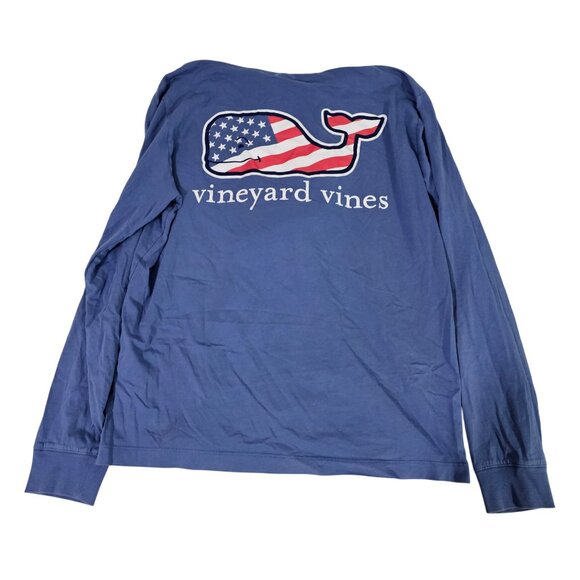 Vineyard Vines Mens American Flag Whale Hoodie Long Sleeve Blue Cotton Size S - Picture 7 of 7